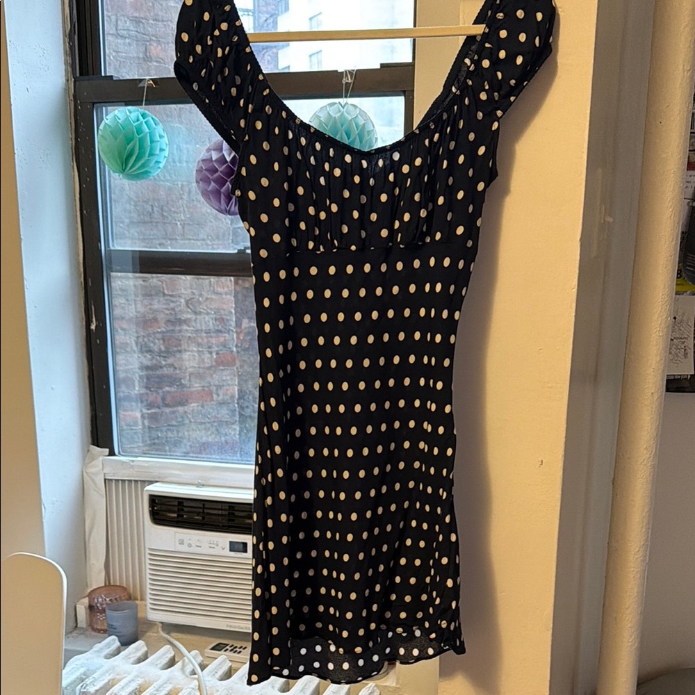 Black Polka Dot Off-Shoulder Dress